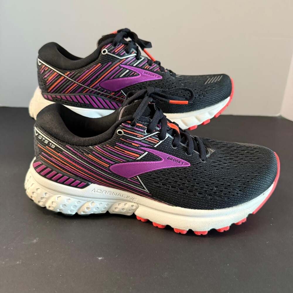 Brooks Adrenaline GTS 19 Women's Running Shoes Black Purple Size 7 - Picture 2 of 16